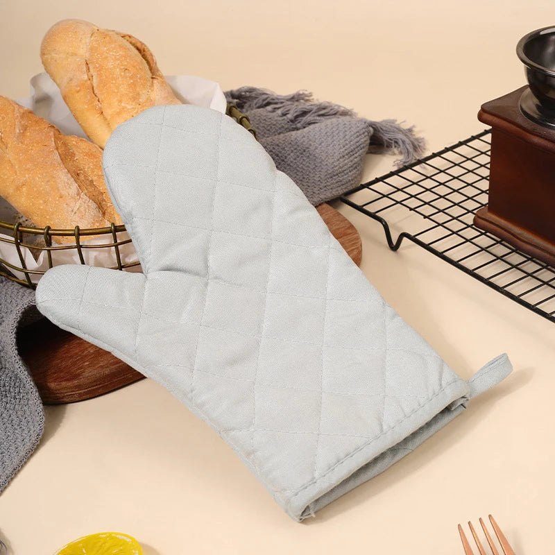 1Pcs Oven Mitts Heat Resistant Microwave Oven Glove Cotton Linen Baking BBQ Non-slip Oven Mitts Kitchen Cooking Supplies Tools