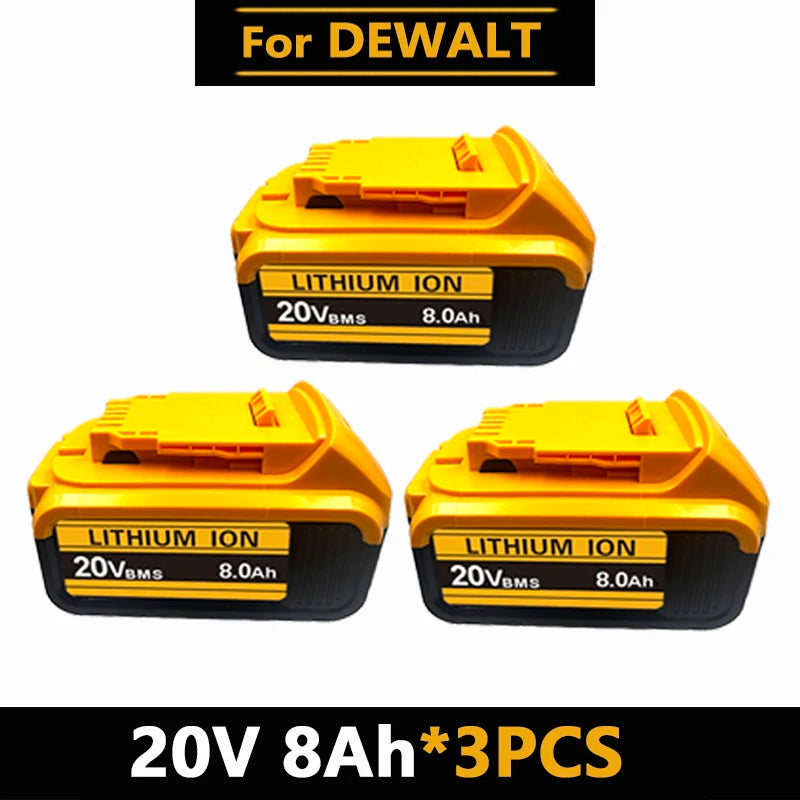20V MAX XR Lithium Battery Pack For DeWalt Power Tools Replacement Battery Compatible DCB200 DCB205 8.0Ah Rechargeable Battery