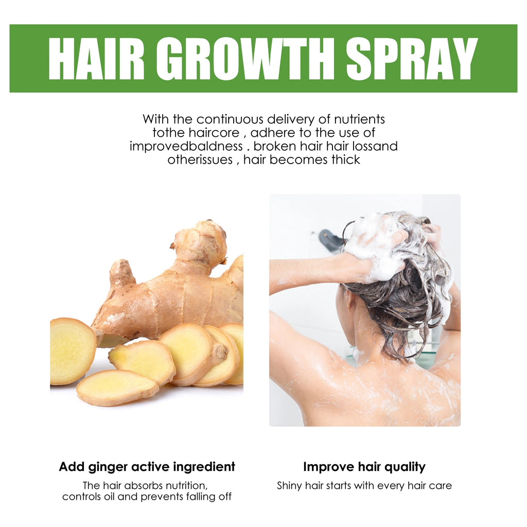 Fast Hair Growth Spray Anti-Baldness Thickening Growing Moisturize Smooth Hair Repair Split Frizz Ginger Scalp Treatment Essence