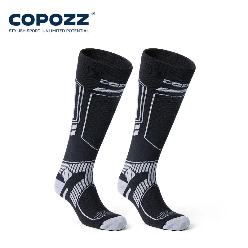 COPOZZ Merino Wool Winter Ski Socks Men Women Thermal Knee-high Ski Socks Warm Thickened Snowboard Soccer Socks Adult Female