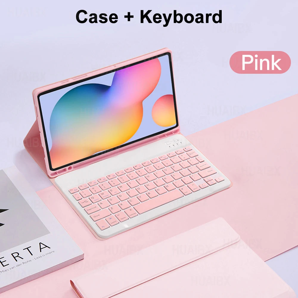 For Galaxy Tab S6 Lite 10.4 Inch Case with Keyboard, Detachable Keyboard Cover for Samsung Tab S6 Lite SM-P610 P613 P615 P619