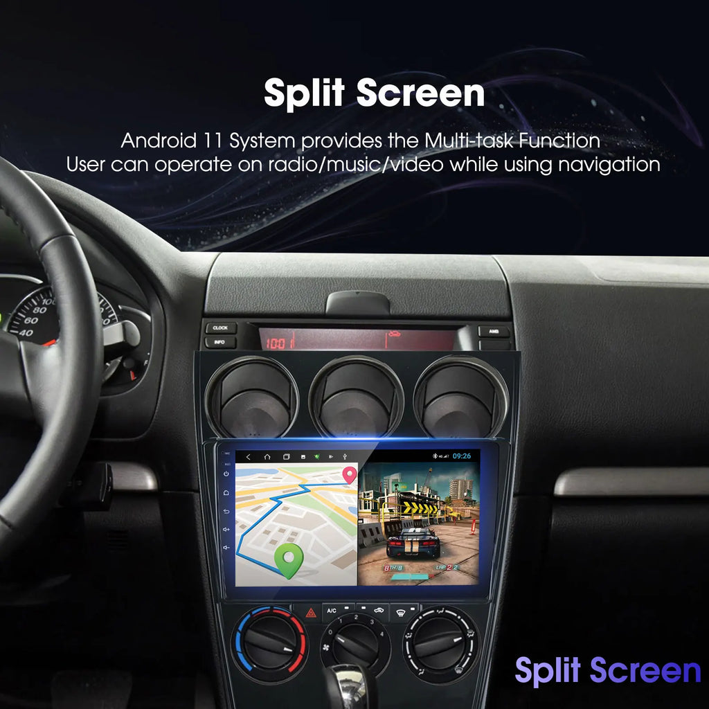 Car Radio for Mazda 6 Atenza 2002-2008, Car Stereo for Mazda 6 Atenza 2002 2003 2004 2005 2006 2007 2008 Build-in Carplay & Android Auto, with GPS Navigation, WiFi, Bluetooth, FM, 2G+32G