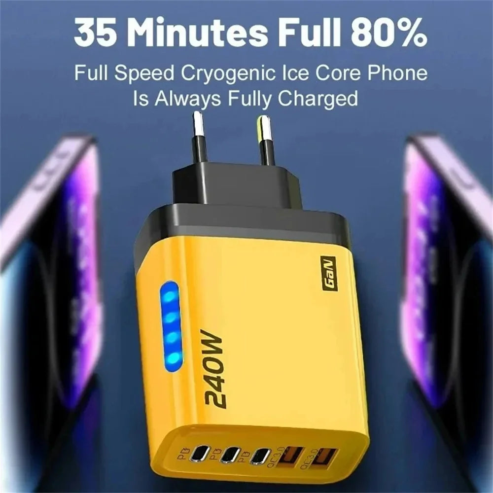 USB Type C 240W GaN Charger Fast Charging PD Quick Charger 3.0 Wall Adapter EU/US Charging Plug For iPhone Xiaomi Samsung Huawei