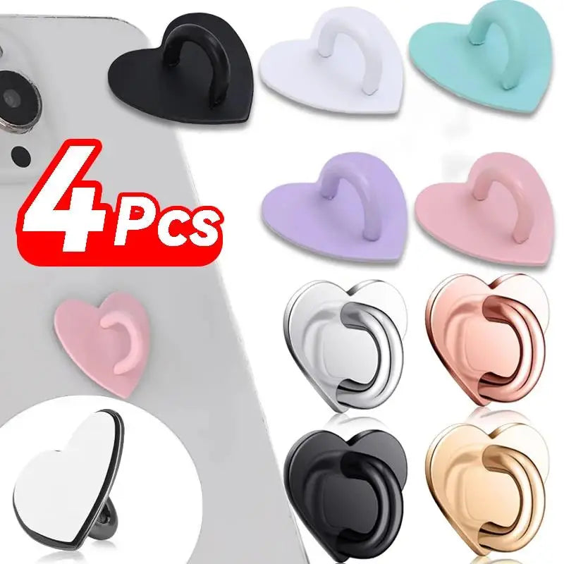 Adhesive Metal Heart Phone Charm Holder Mobile Phone Xyun Finger Ring Stand Hooks Buckle Charms Clasp DIY Accessories String