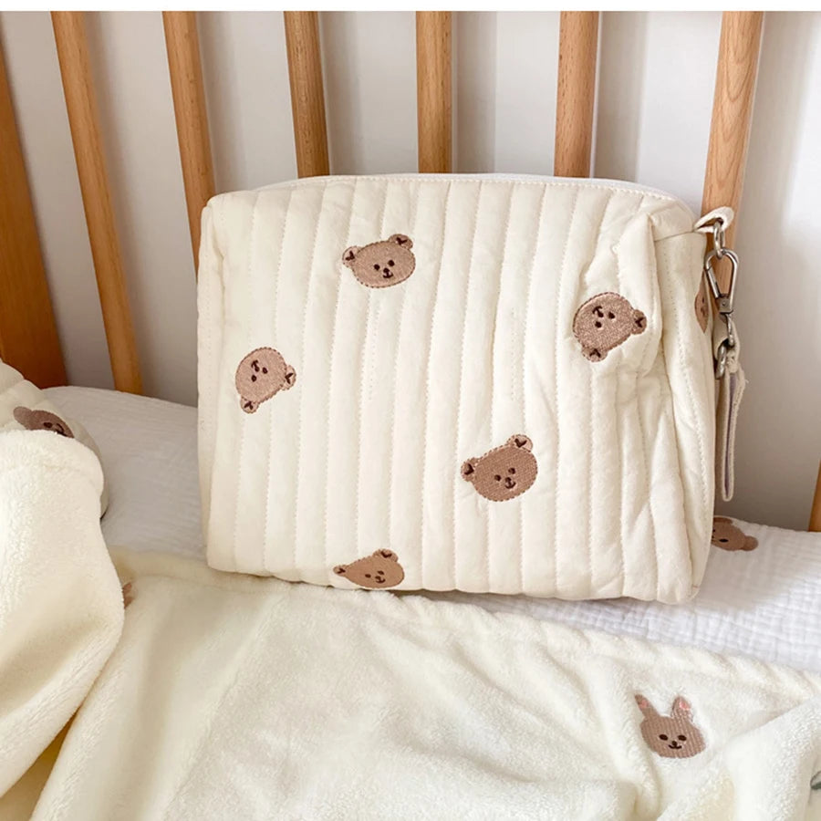 Fashion Printed Embroidery Diaper Bag, Multifunctional Baby Nappy Changing Tote, Large Capacity Stroller Organizer, Travel Mummy