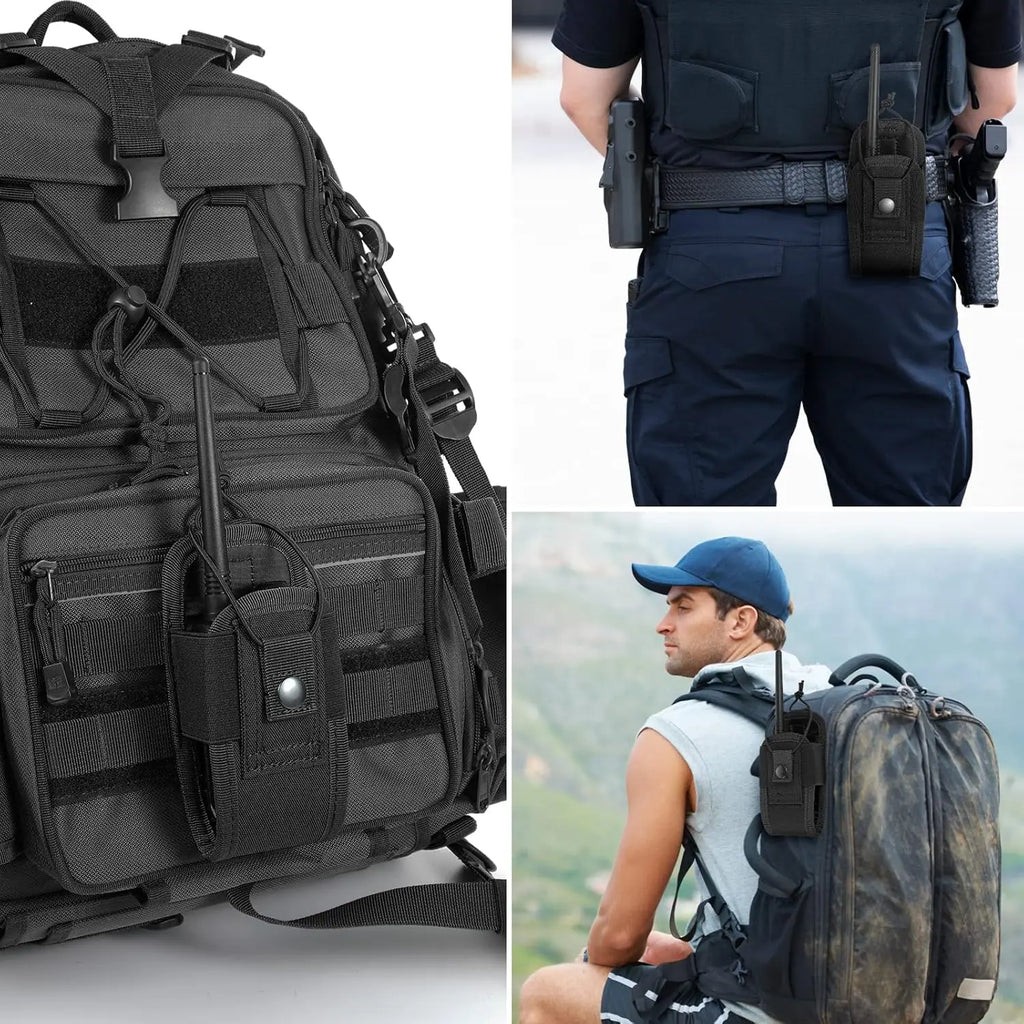Tactical Radio Holster Molle Pouch, Military Heavy Duty Universal Case for Police Firefighter Two Way Walkie Talkies Vest