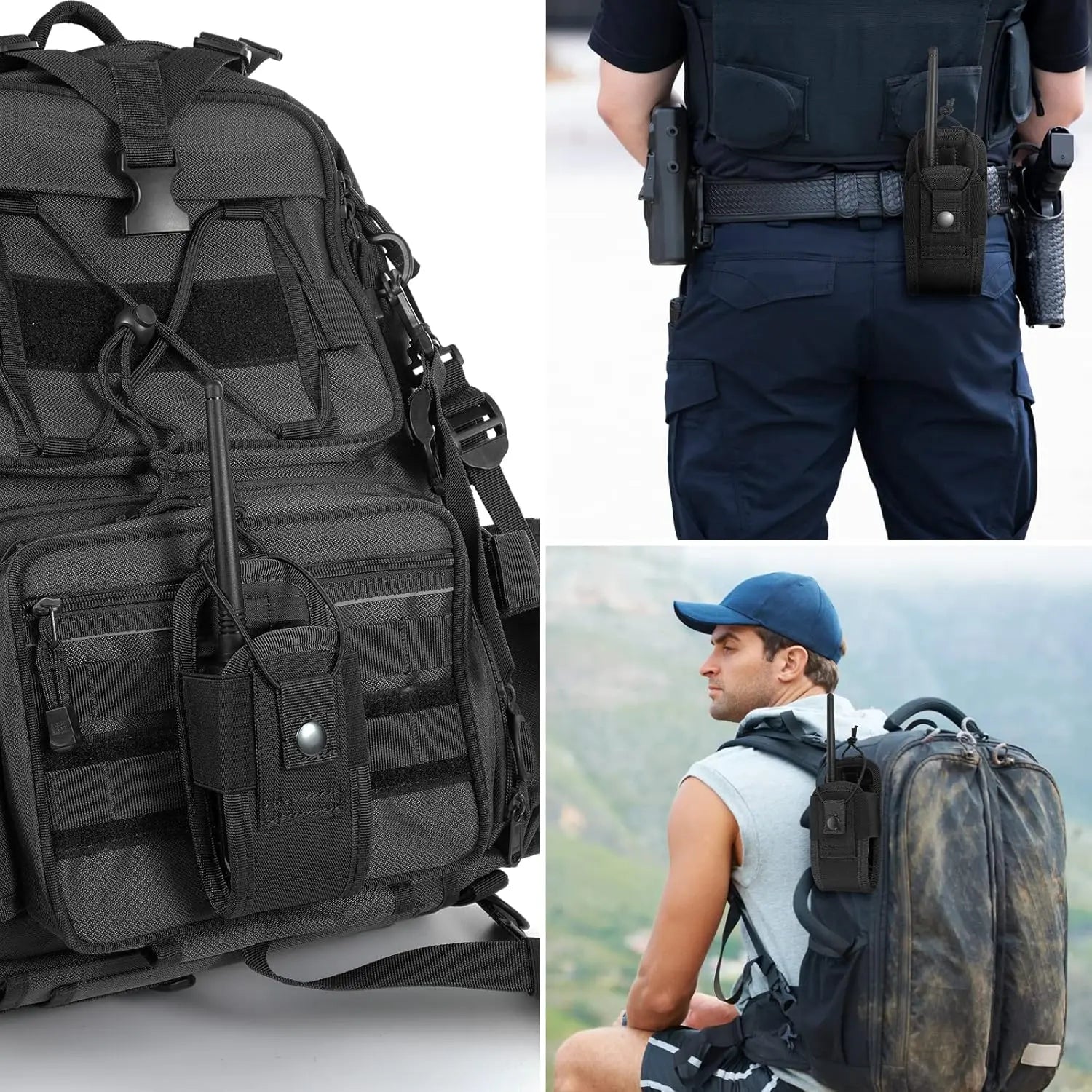 Tactical Radio Holster Molle Pouch, Military Heavy Duty Universal Case for Police Firefighter Two Way Walkie Talkies Vest