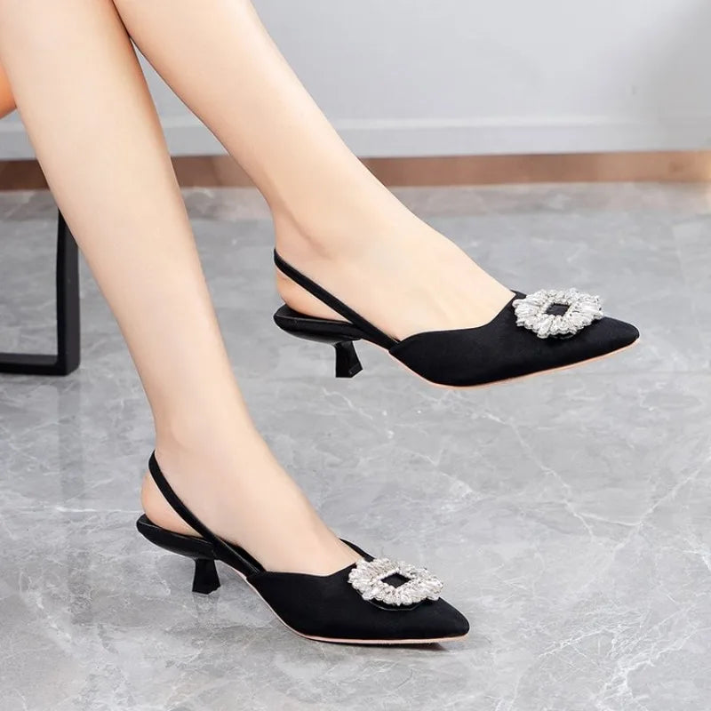 2026 Spring Stiletto Toe Drag Korean Version Sexy Party Sandals Women's Shoes Rhinestone Fashion Summer Sandals