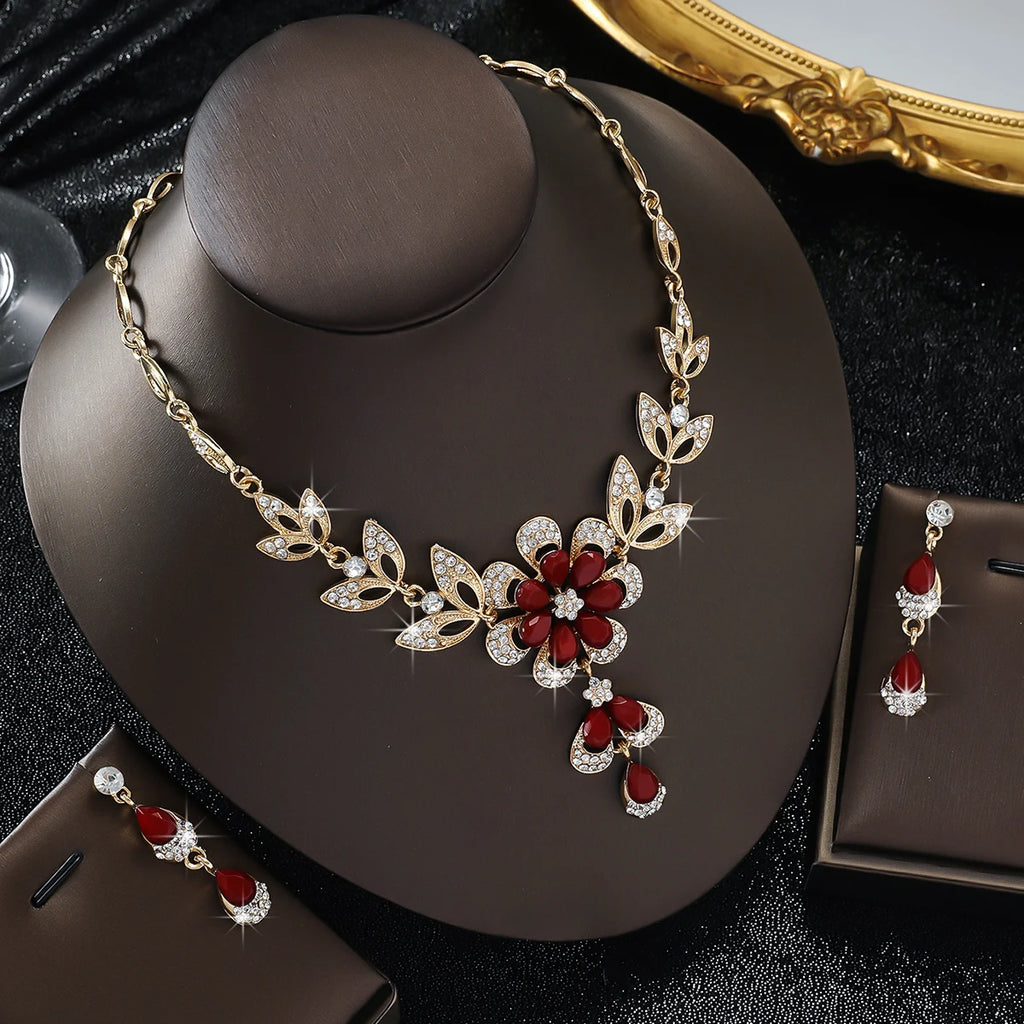 Luxury Color Matching Unique Necklace Earring Set Date Party Banquet Bridal Wedding Dress High End Jewelry