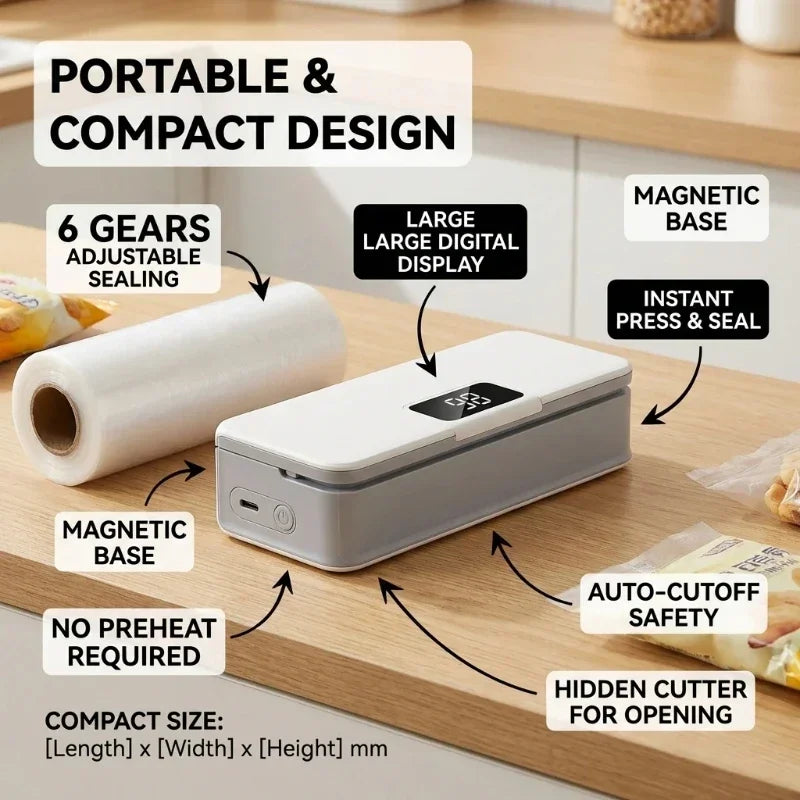 Mini Heat Sealer Plastic Bag Heat Sealing Machine Rechargable Plastic Storage Package Sealer Handheld Clip Bag Food Heat Sealer