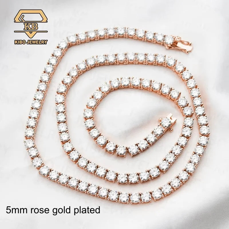 2-5mm Men Women Moissanite Tennis Chain Rose Yellow Moissanite Tennis Bracelet s925 Silver Tennis Chain For Women Men