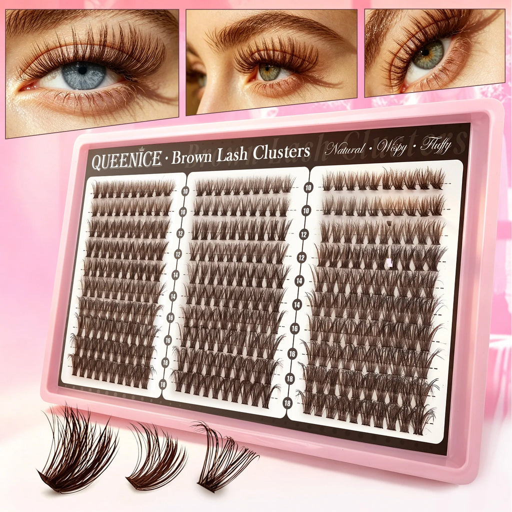 Brown & Colorful DIY False Eyelash Extension Individual Cluster Lashes Natural, Wispy Volume Clusters Suitable for Daily Life