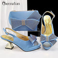 Queena Yan Elegant Women High Heels for Peep Toe Good Material Rhinestone Wine Sandals Italian Design Shoes and Bags Matching