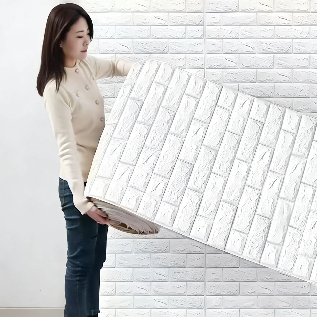3D Decorative Faux Brick Wallpaper 70cmx100cm Self Adhesive Waterproof Stain Resistant Wall Sticker Kitchen Living Room Decor