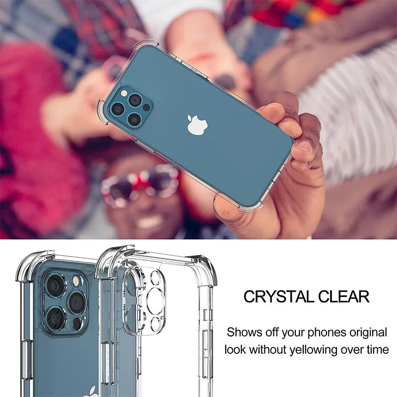 Thick Shockproof Silicone Clear Phone Case For iPhone 11 12 13 14 15 16 17 18 Pro Max Mini XS XR 7 8 Plus Transparent Soft Cover