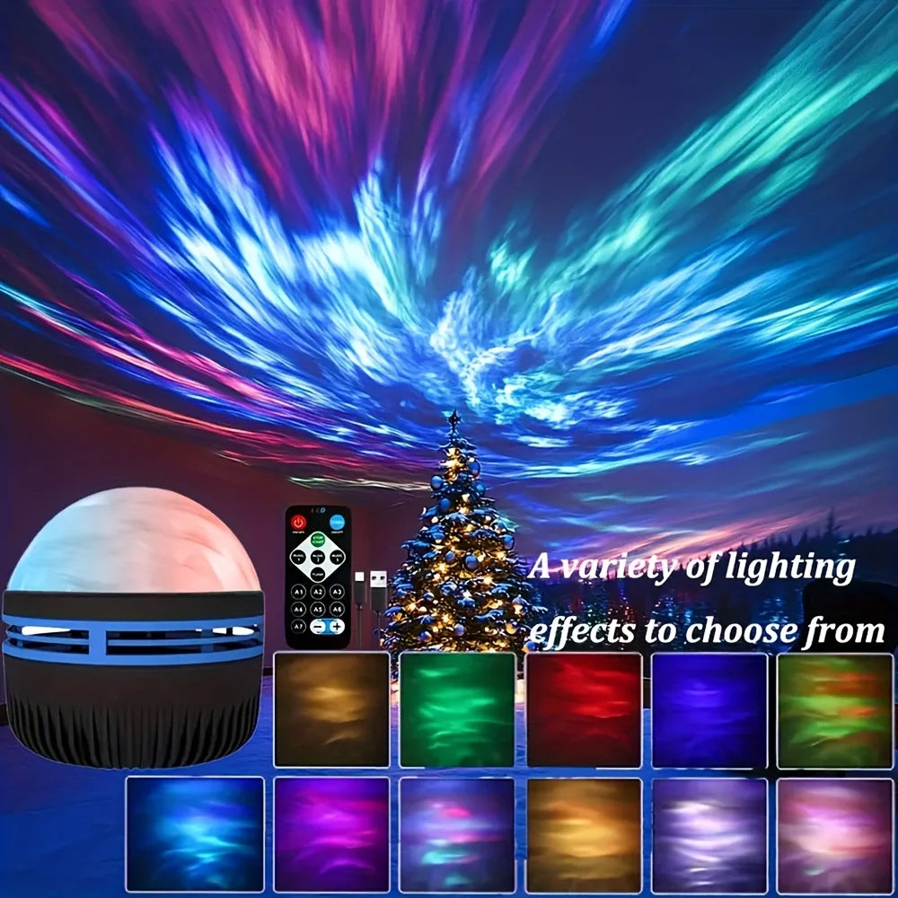 LED Starry Galaxy Projector Light RGB Smart Remote Control Star Aurora Lamp KTV USB Powered Auto Rotating for Home Bedroom Decor