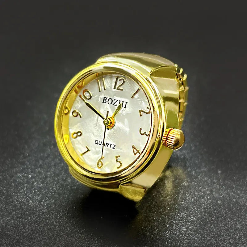 Finger Watches Selling Round Golden Silvery Quartz Men's And Women's Simple Ring Watches