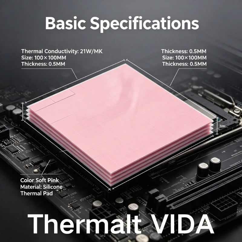 100pcs High Performance 21 W/mK 0.5/1.0/1.5/2.0/2.5mm Thermal Pad GPU CPU Heatsink Cooling Conductive Silicone Pad