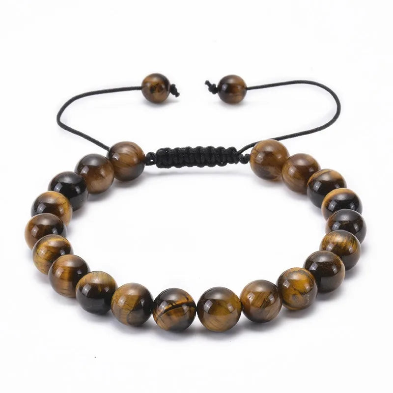 Multiple Style 8mm Natural Tiger Eyes Lava Rock Protection HANDMADE Bracelet Men's Gift