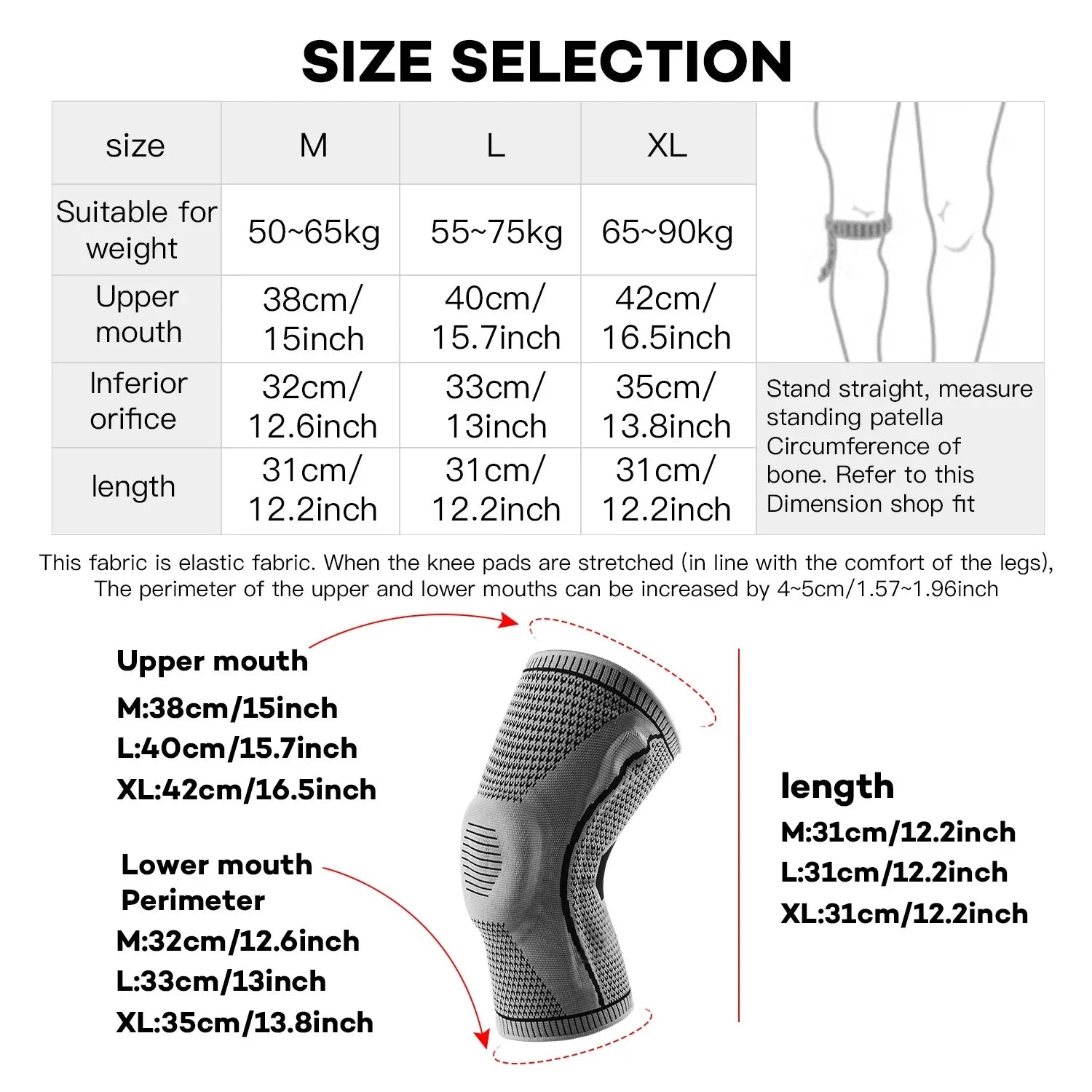 1PC Silicone Knee Pads Strap Patella Medial Support Meniscus Compression Knee Braces for Running Sport Knee Protection