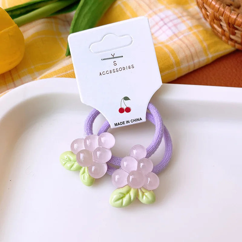 Cute Cartoon Translucent Strawberry Banana Hair Ties Baby High Elastic Soft Ponytail Hair Ropes Kids Hair Accessories