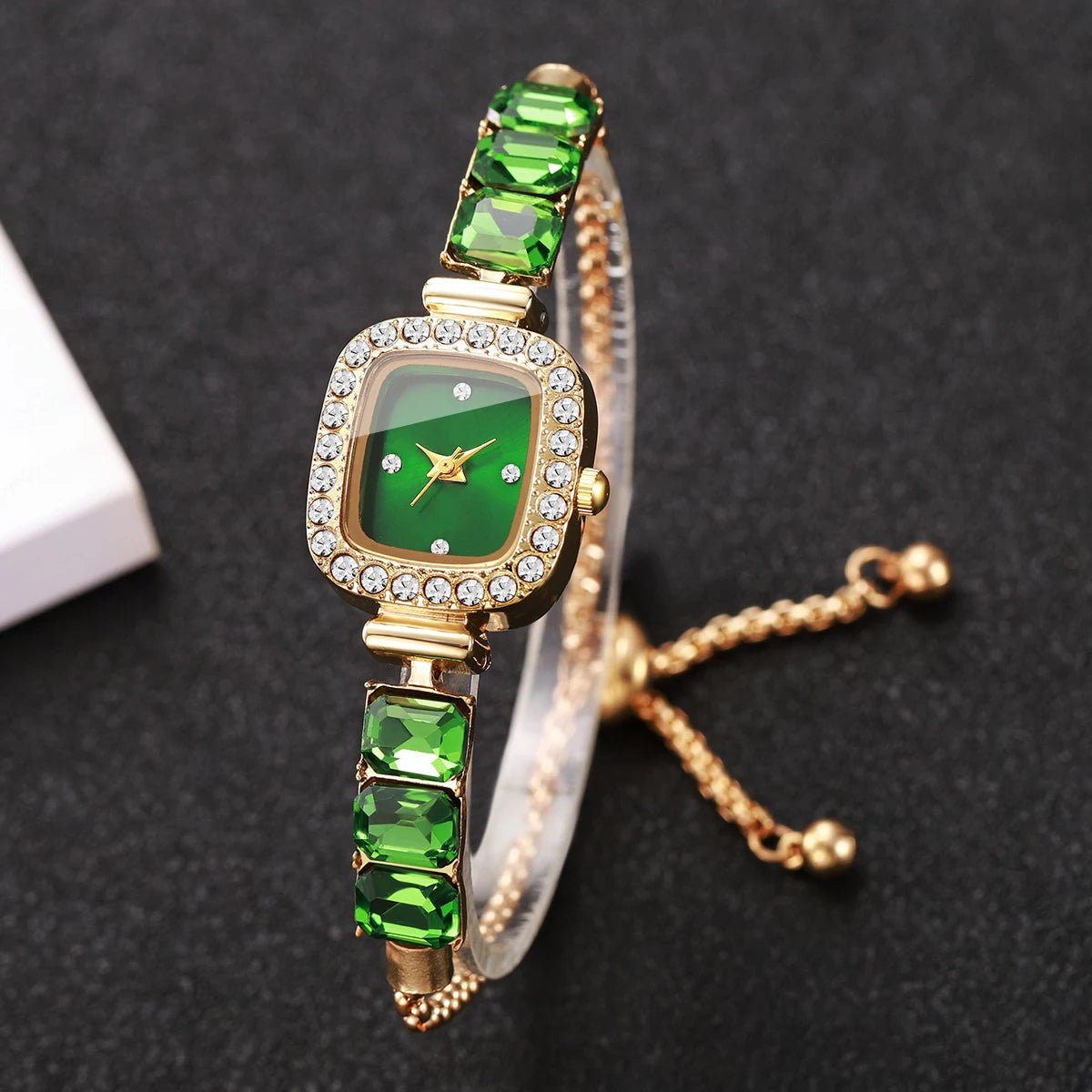 Elegant Square Women Watches Fashion Rhinestone Bracelet Strap Ladies Quartz Wristwatch Reloj Mujer Girls Clock (Without Box)