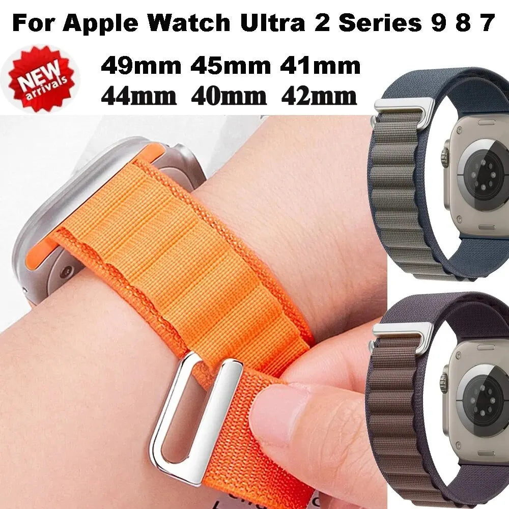 Alpine Loop Strap For Apple Watch Band 49mm 45mm 42mm 44mm 41mm 40mm 38mm Nylon Strap For IWatch Series Ultra 2/SE/9/8/10 46mm