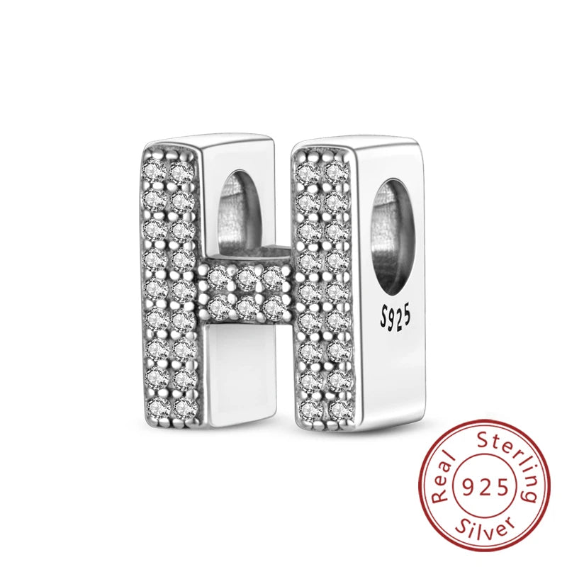 Charms Fit Original Bracelet A-Z Alphabet Charms Beads 925 Sterling Silver 26 Letters Charm for Women Girl DIY Fine Jewelry Gift