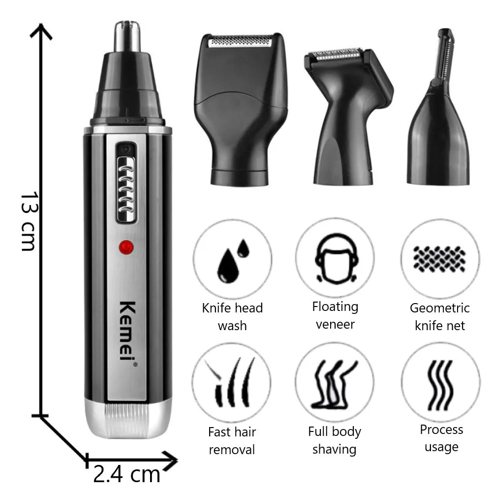 4 in 1 Trimmer for Men Electric Nose and Ear Trimmer Rechargeable Trimmer for Hair Beard Nose and Ear Cleaner Grooming Set