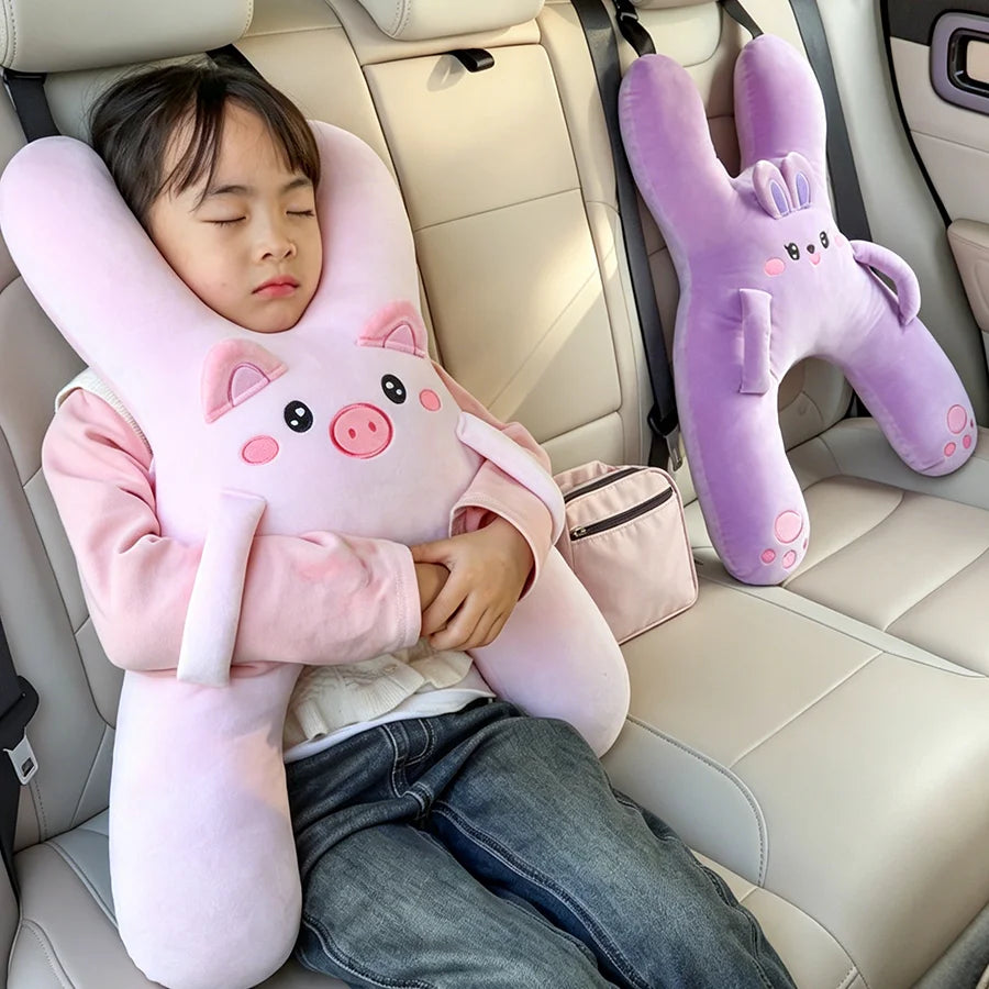 Car Cute Cartoon Pillow Car Mounted Child Sleeping Pillow Car Removable Comfortable Breathable Headrest Lumbar Support