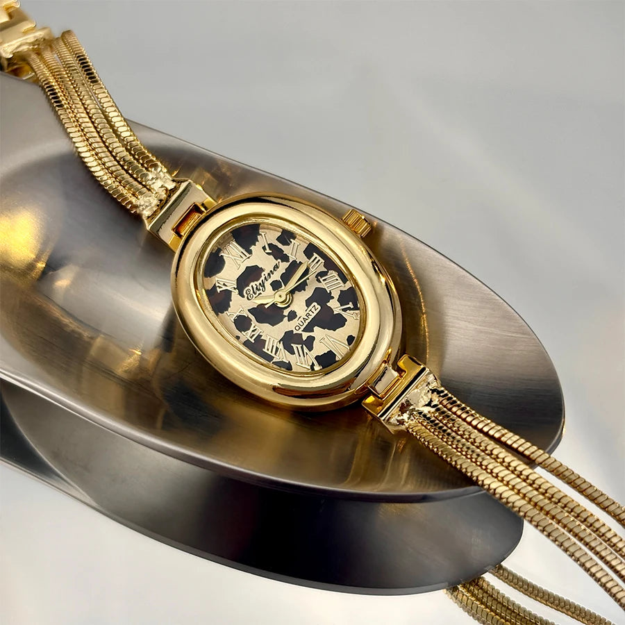 New Fashion Tassel Oval Bath Tub Ladies Bracelet Watch Simple Elegant Wristwatch Live Broadcast Bestseller