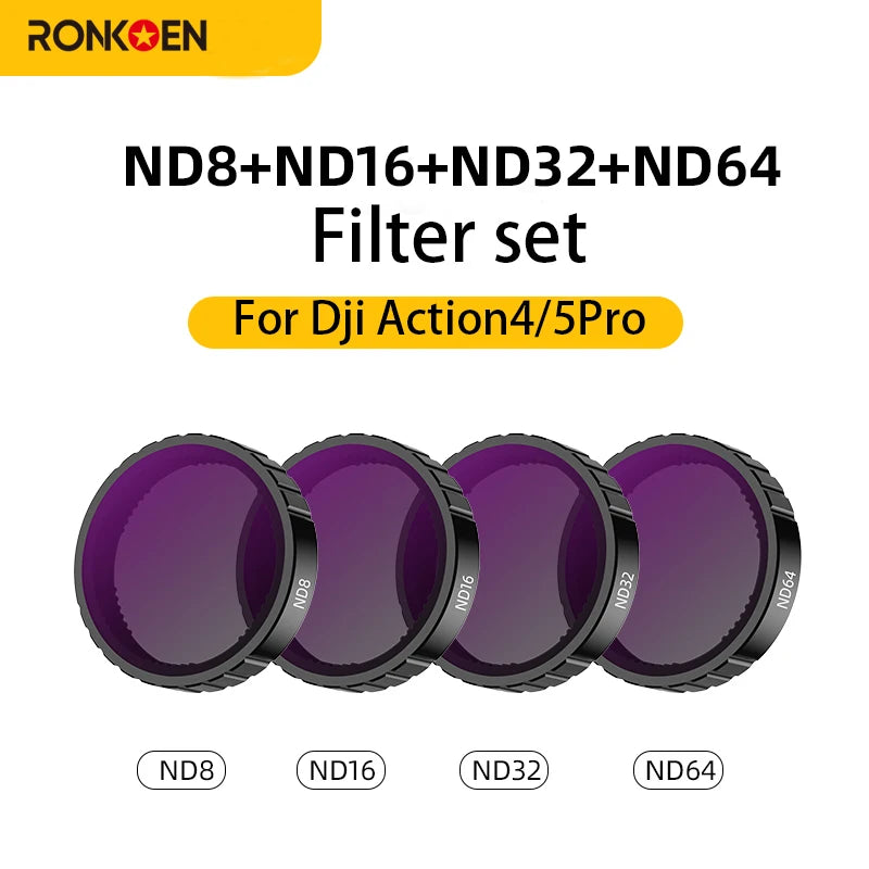 Ronkoen ND CPL Filter for DJI OSMO Action4/5Pro Action Camera Accessories CPL ND8 ND16 ND32 Lens Set Aluminium Alloy Frame