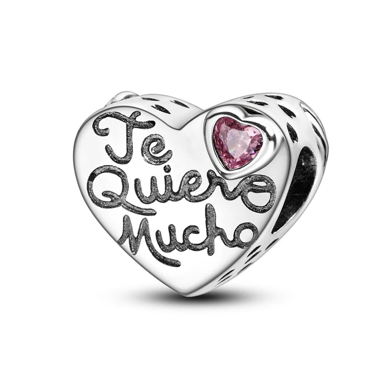 Charms Beads 925 Sterling Silver Tree of Life Peach Heart Sweet Love Charms Fit Pendants Bracelets Necklaces Women Jewelry Gift
