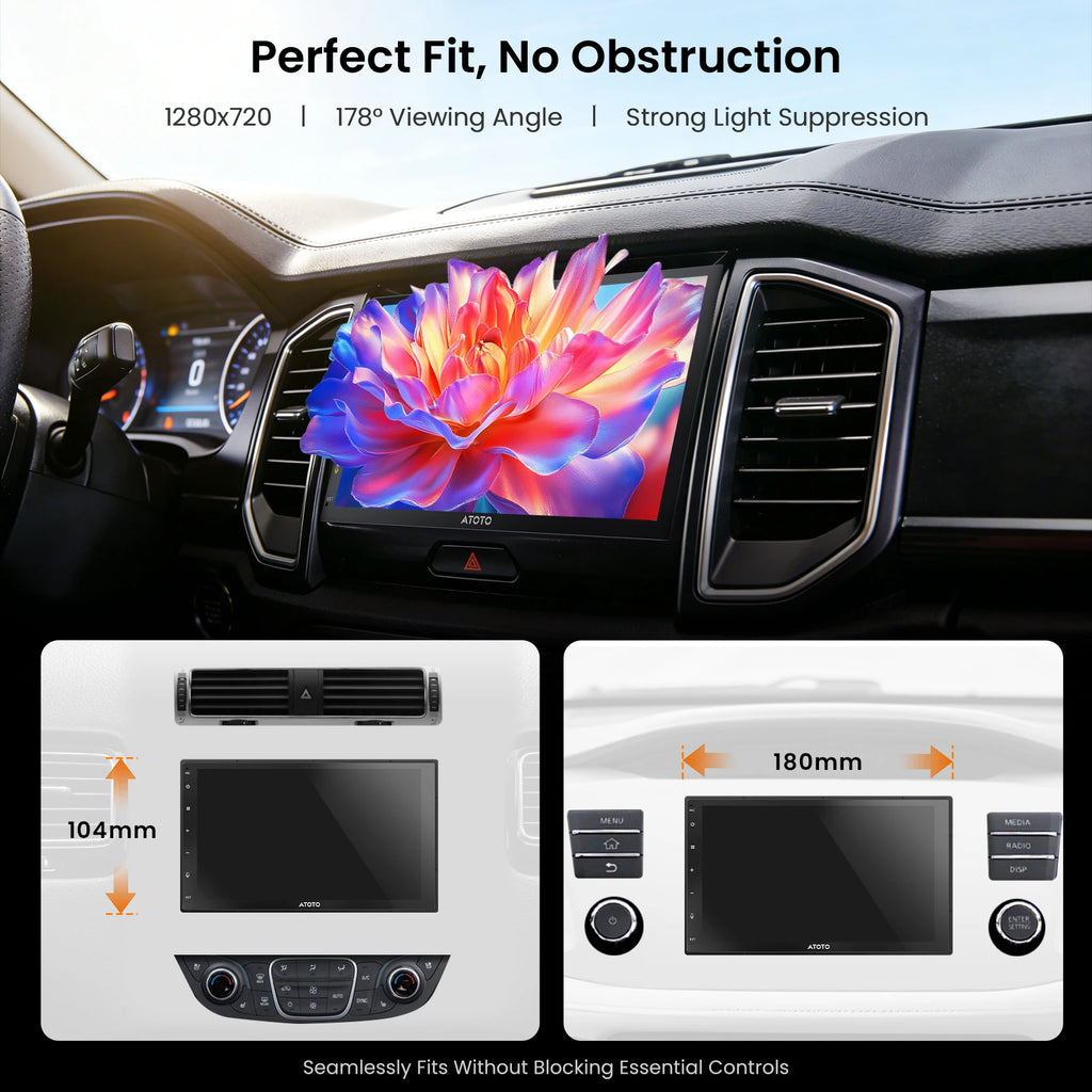 ATOTO A5L Android Double DIN Car Stereo with 7inch Touchscreen Car CarPlay Wireless Android Auto, Wi-Fi/BT/USB Tethering, 24EQ, Built-in AMP&DSP, HD LRV, MirrorLink, Backup Camera, 2G+32G