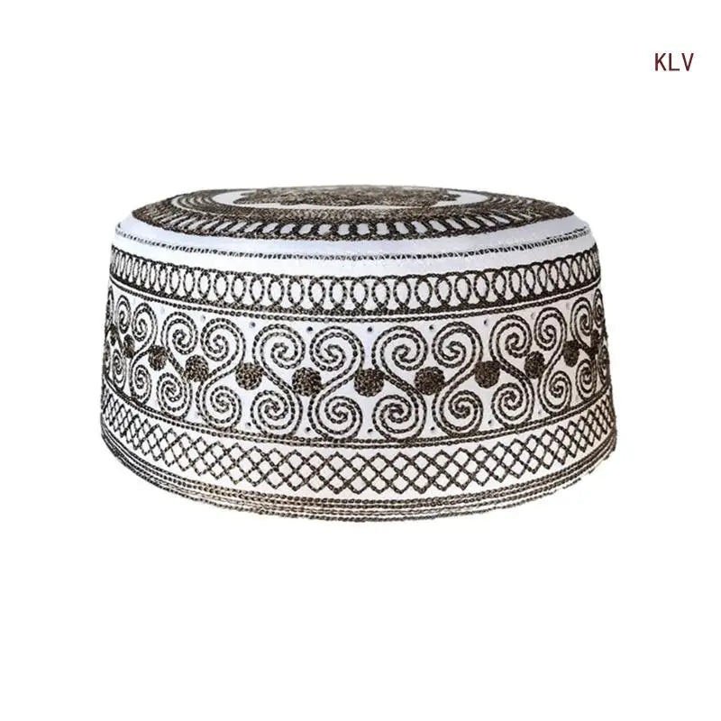 Cotton Embroidery Turban Hat for Men Breathable Islamic Kufi Prayer Hat EID RamadanHijabs Beanie Cap Arabian Skull Hat