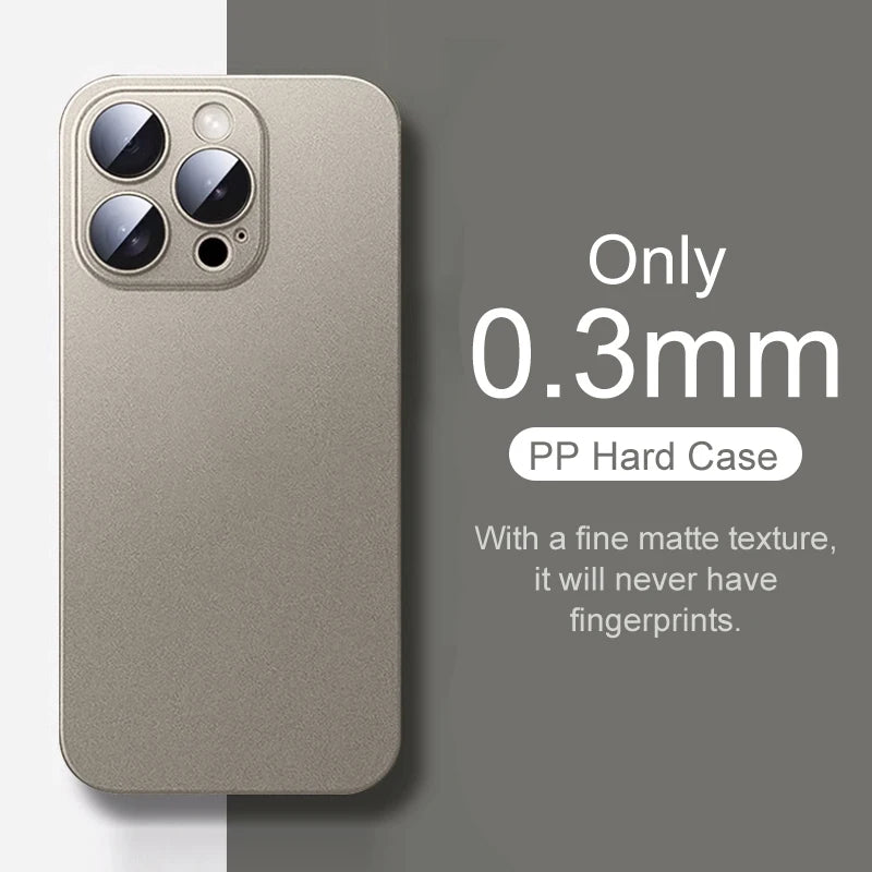 0.3mm Ultra Thin Matte Case For iPhone 16 15 14 13 12 mini 11 Pro XS Max X XR 7 8 Plus 16e Translucent Hard Frosted Cover Fundas