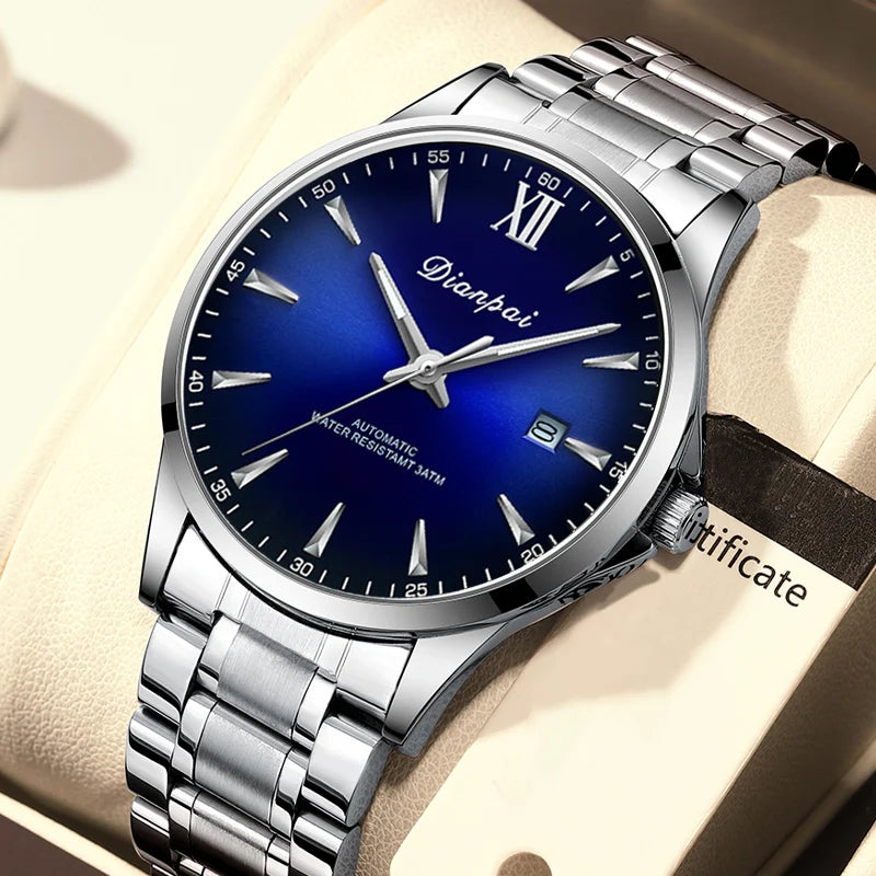 Dianpai Simple Business Men's Fully Automatic Mechanical Watch Stainless Steel Calendar Men's Waterproof Night Light Watch