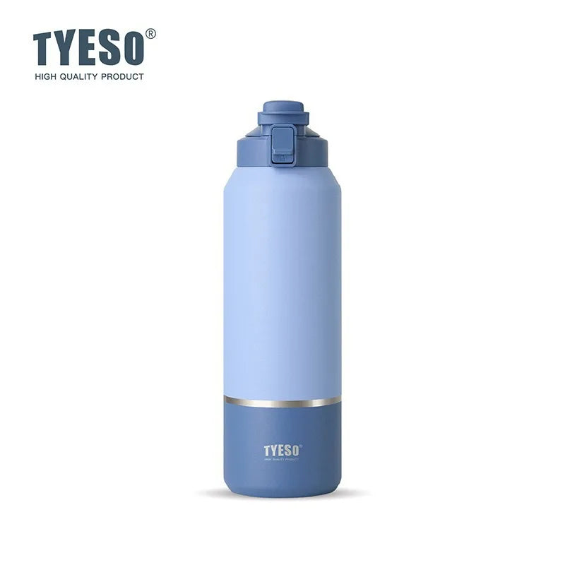 Tyeso Large‑Capacity Travel Mug with HandleVacuum Insulated Water Bottle Leakproof Lid Drinkware for Hiking Outdoor