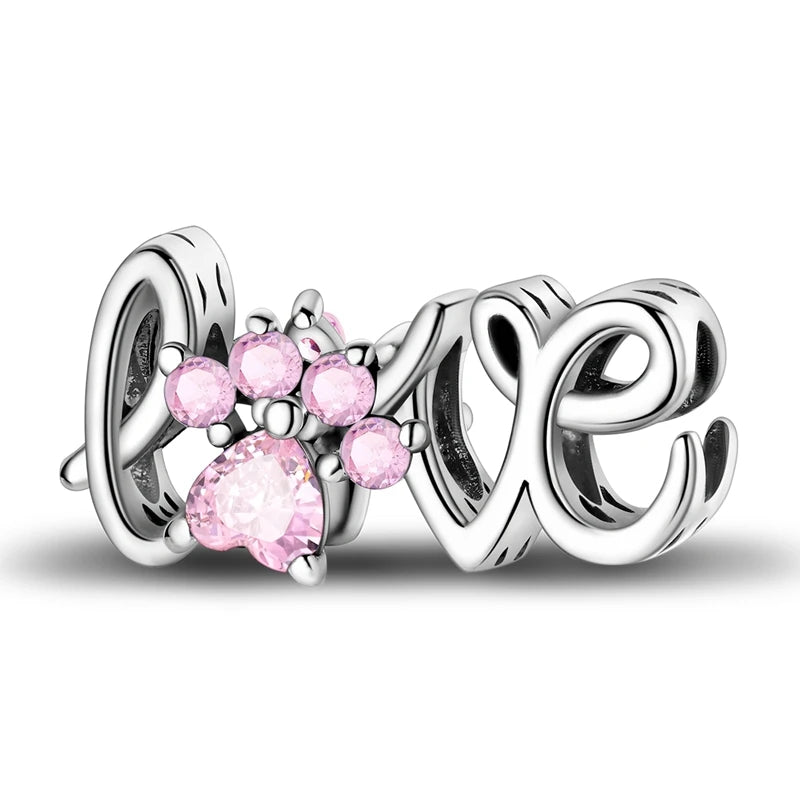 Pink Charms Original 925 Sterling Silver Heart Bow Perfume Bottle Charms Beads Pendants Fit Bracelet DIY Women Jewelry Making