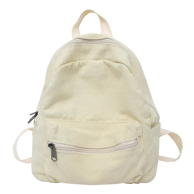 Small Canvas Vintage Backpack 2022 New Simple Unisex Women Men Bags for Teenage Girls Young Solid Color Ladies Mini  Rucksack