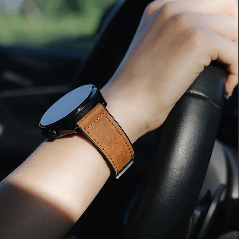 22mm 20mm Leather Silicone Strap For Samsung Galaxy Watch 7 6 5 4 40mm/44mm Magnetic Band For Galaxy Watch 6 Classic 43mm 47mm