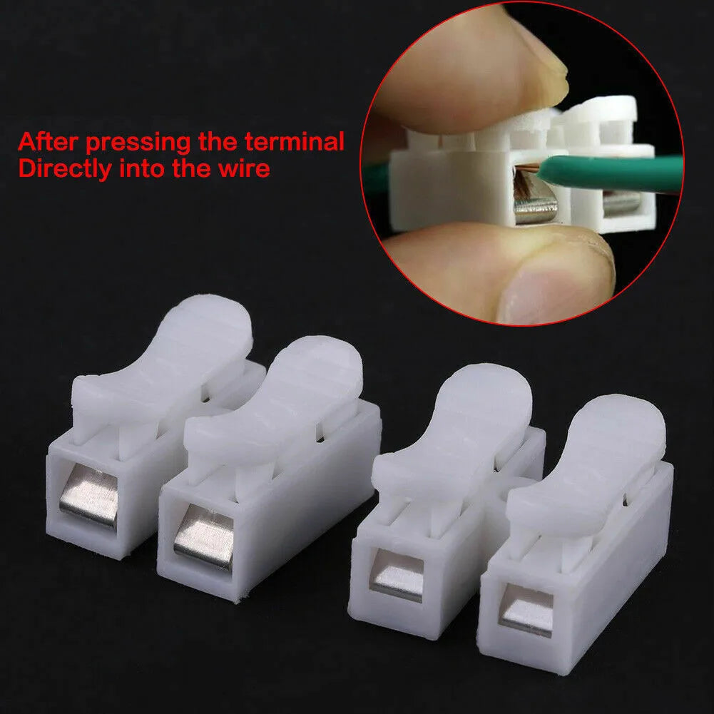 20pcs CH2 Spring Quick Wire Connectors Cable Clamps Terminal Block LED Strip Light Replace Electrical Tapes Cable Clamp Tools