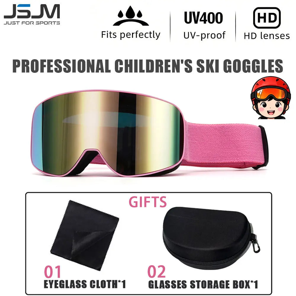 New Children Kids Skiing Goggles 4-15 years old Professional Anti-fog Child Snowboard Goggles UV400 Kids Ski Mask Glasses
