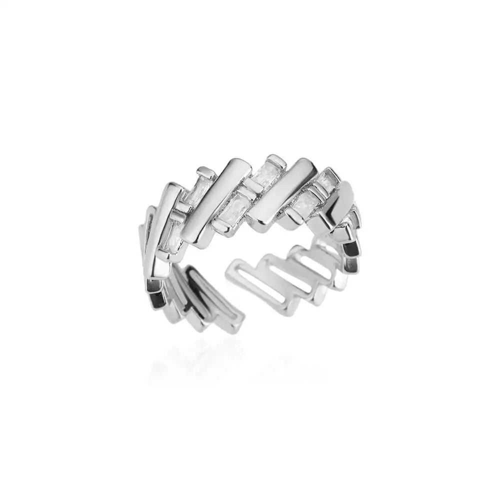 Zircon Star Knot Rings For Women Gold Color Stainless Steel Geometric Adjustable Finger Rings Wedding Couple Jewelry Gifts