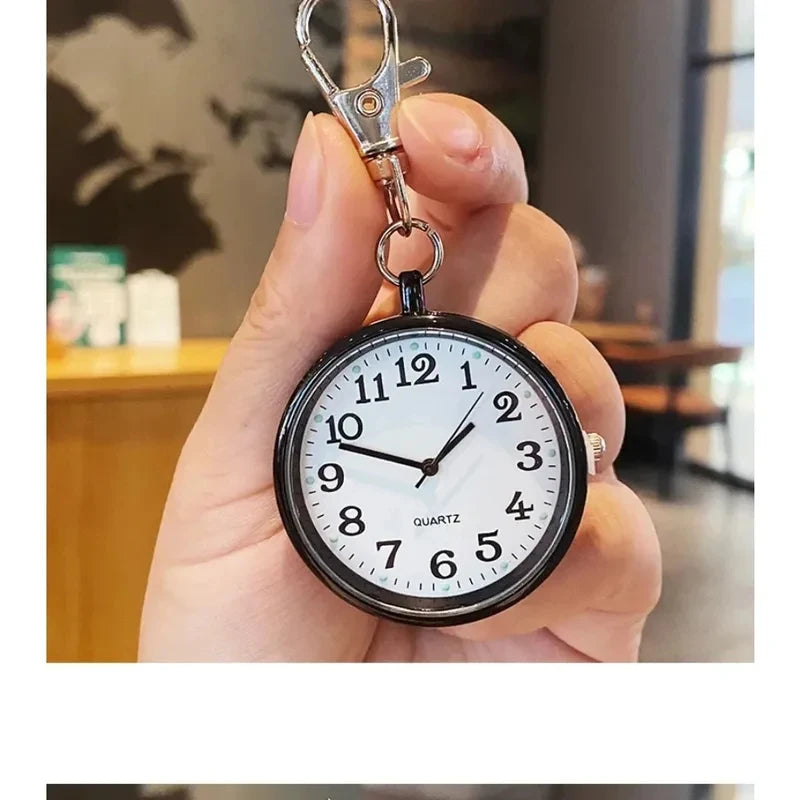 New Cute Compact Quartz Pocket Watch with Keychain – Unisex Quartz Watch for Men, Women, minimalist watches, gift for child