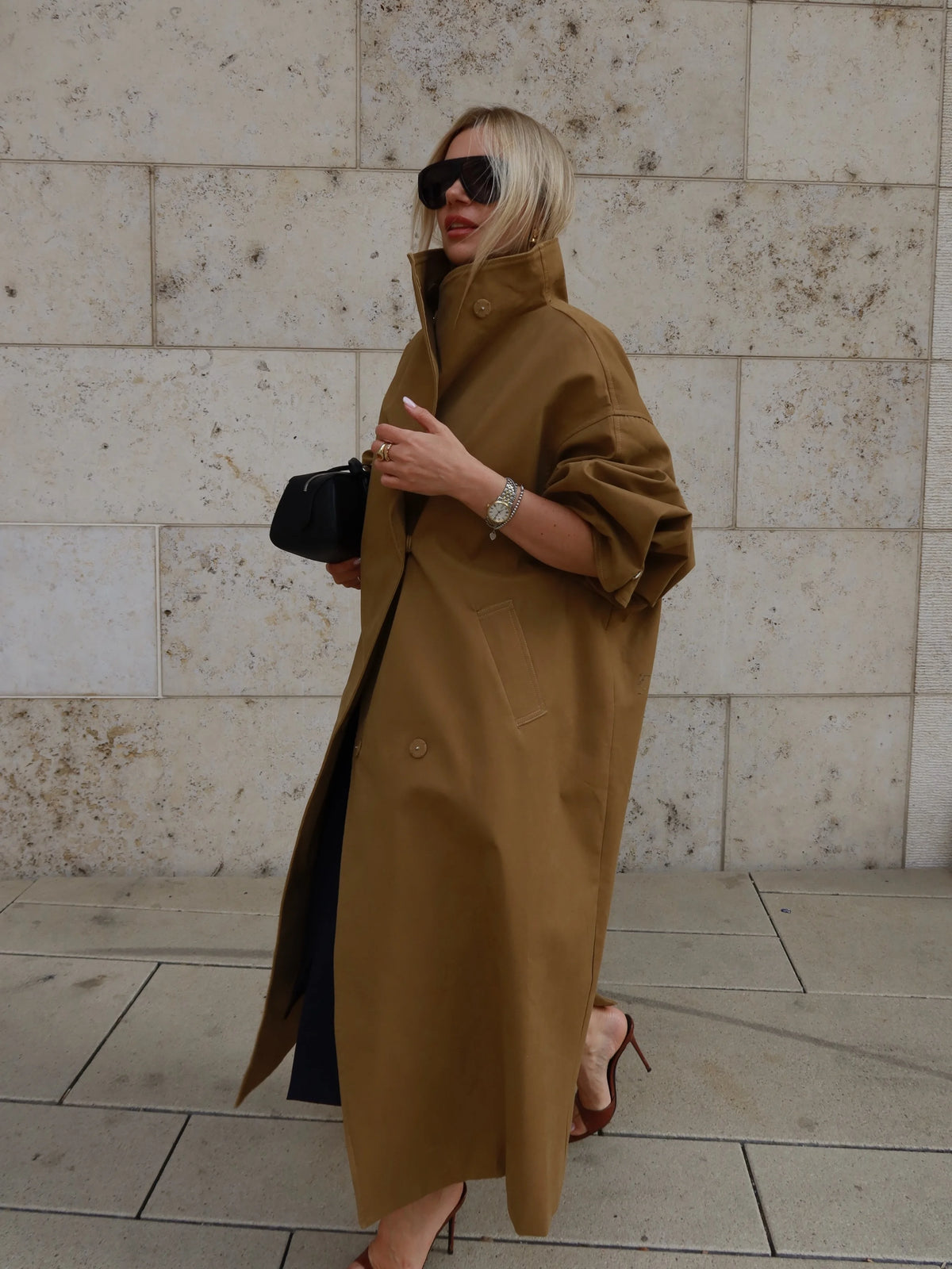 Casual Solid Long Trench Coat Women Stand Collar Long Sleeve Single Breasted Lace Up Jacket 2026 Autumn Lady Commute Outwear