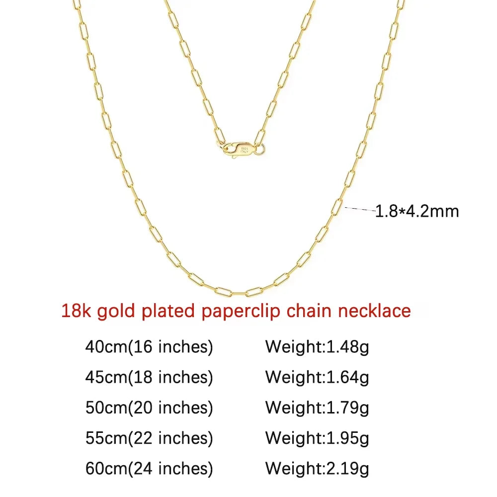 ORSA JEWELS 14K Gold Plated Genuine 925 Sterling Silver Paperclip Neck Chain 6/9.3/12mm Link Necklace for Women Men Jewelry SC39