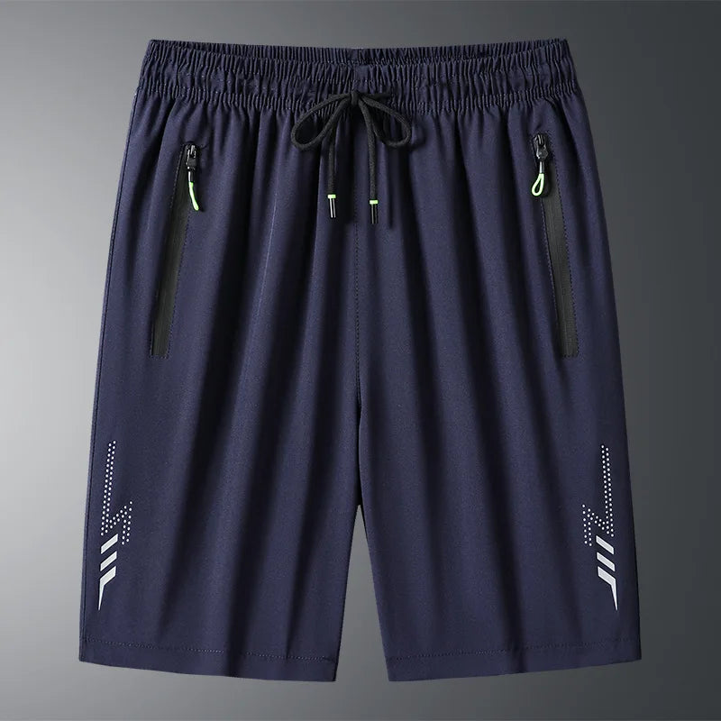 Solid Men's Beach Shorts Sports Short Pants Jogging Running Quick Dry Board Shorts Men Summer Thin Zipper Pockets Loose Bottom