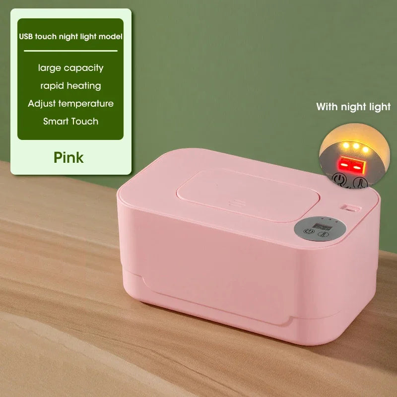 Baby Wet Wipes Heater LED Display Wet Wipes Dispenser Portable USB Charging Wipe Heater Car Home Wet Wipes Napkins Heating Box