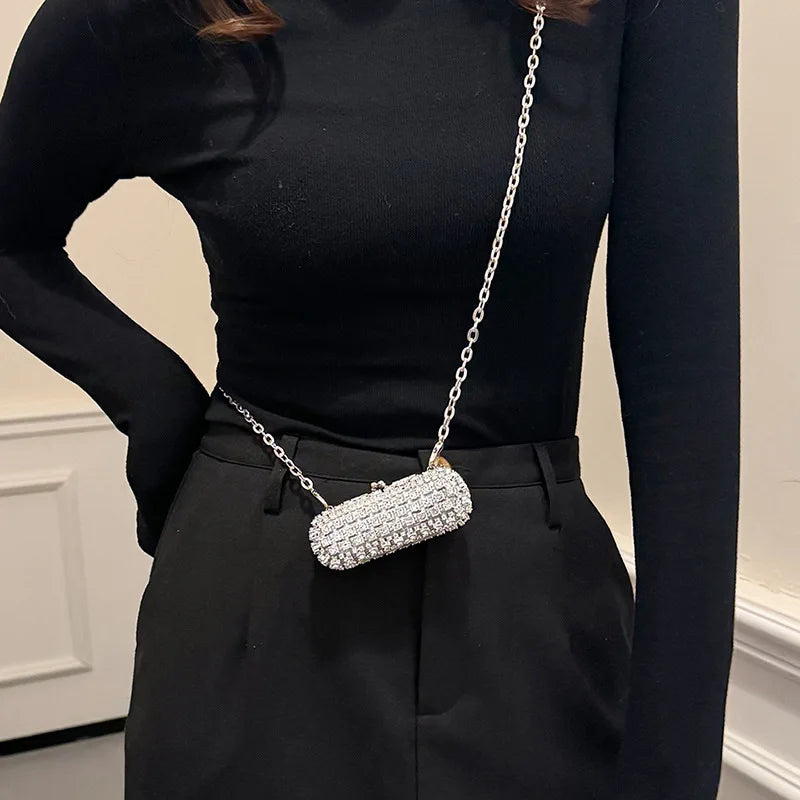 Mini Evening Bags for Women 2025 New Fashion Diamonds Shoulder Bag Ladies Luxury Cute Chain Party Lipstick Crossbody Bag Woman